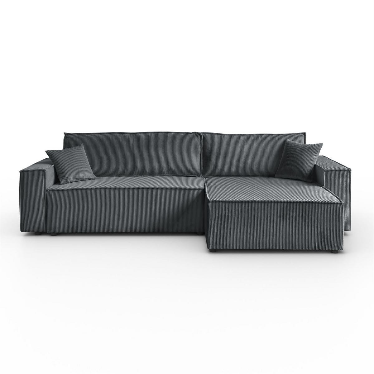 ECKSOFA Gepolstertes CARLO XL Cord mit Schlaffunktion und Bettkasten, Poso 34 - Dunkelgrün, Textil (277/143cm) - Lookway