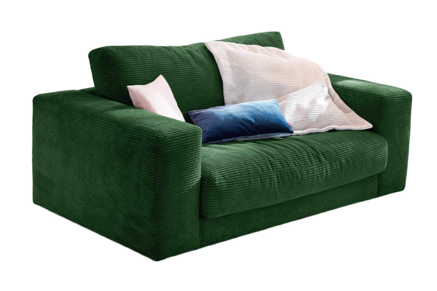LOVESEAT MADELINE Smaragdgrün Cord - Smaragdgrün/Schwarz, Kunststoff/Textil (170/86/127cm) - KAWOLA
