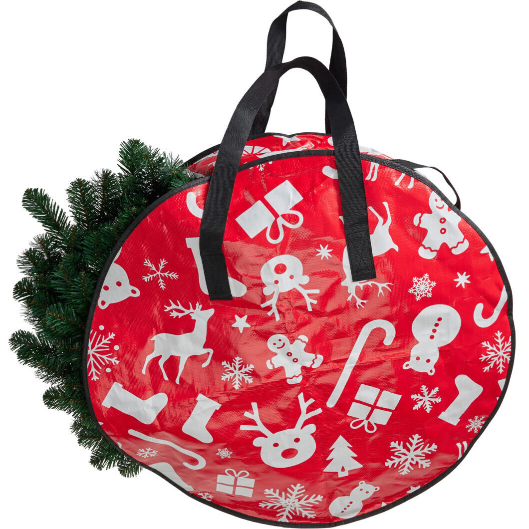 TASCHE für einen Weihnachtskranz 61/19/61 cm - Rot, Textil (19/61/61cm) - Storage solutions