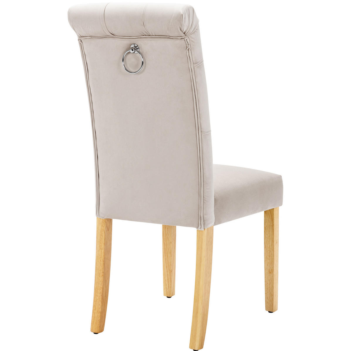 ESSZIMMERSTUHL 2er-Set Samt Beige mit Eichenbeinen - Beige, Holz (43/100/63cm) - Meubliv