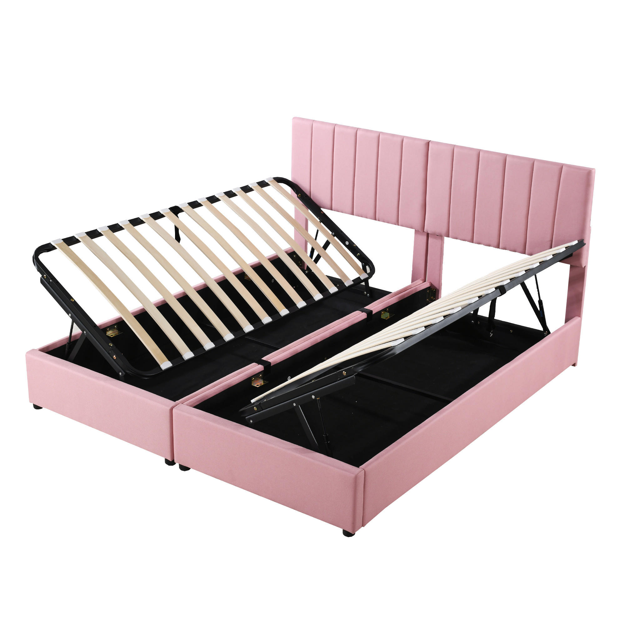 POLSTERBETT 180/200 cm Rosa aus Leinenstoff mit hydraulischem Stauraum - Pink, Textil (180/200cm) - OKMYHOME