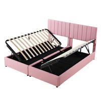 POLSTERBETT 180/200 cm Rosa aus Leinenstoff mit hydraulischem Stauraum - Pink, Textil (180/200cm) - OKMYHOME