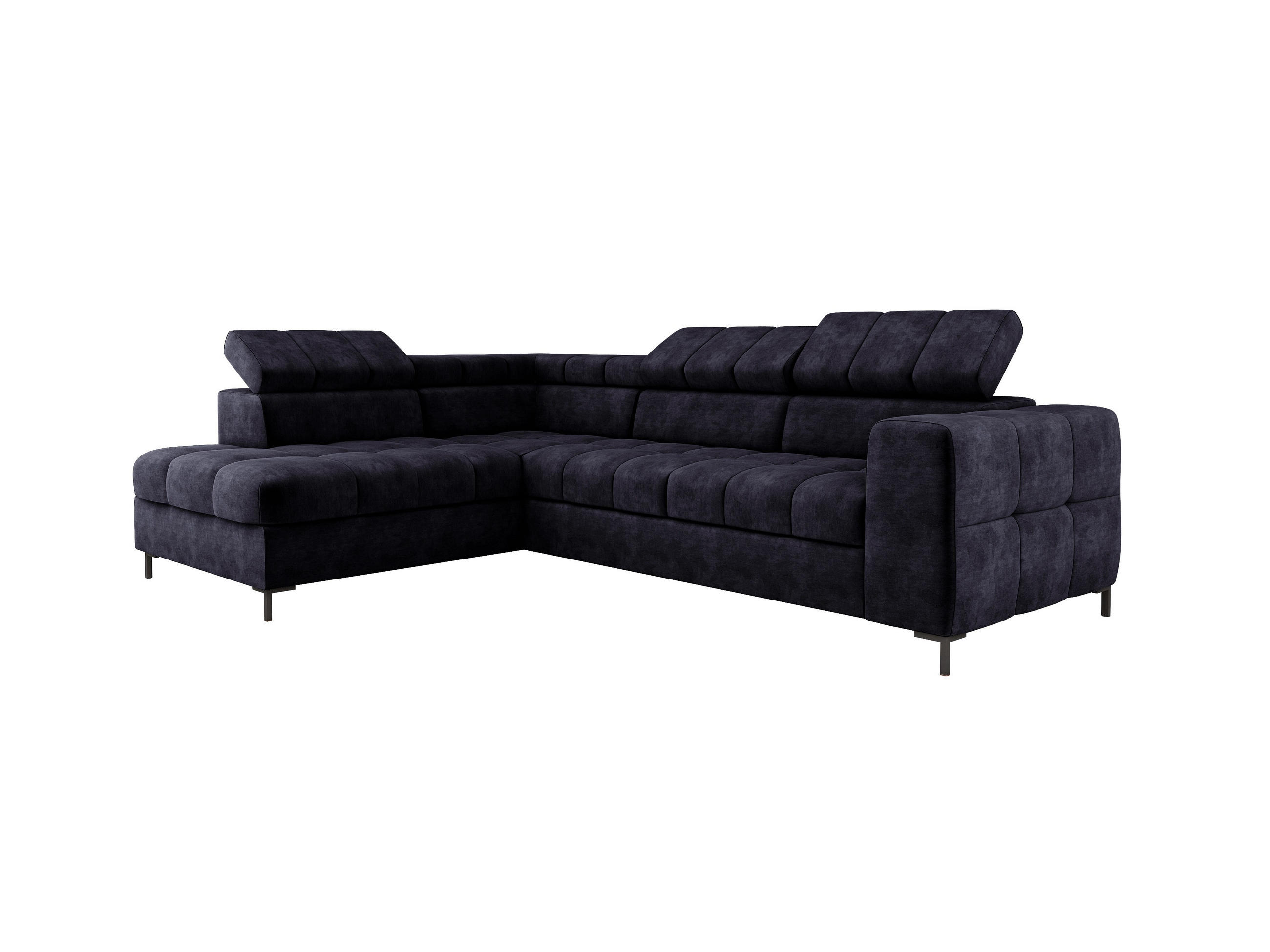ECKSOFA PABLOS Cloud, L-förmig, Moderne, mit verstellbarem Kopfteil, Schlaf- & Lagermöglichkeiten, freistehend, LINKS 201x279x97 cm Blue - Dunkelblau, Holz/Textil (201/279cm) - DomoHome