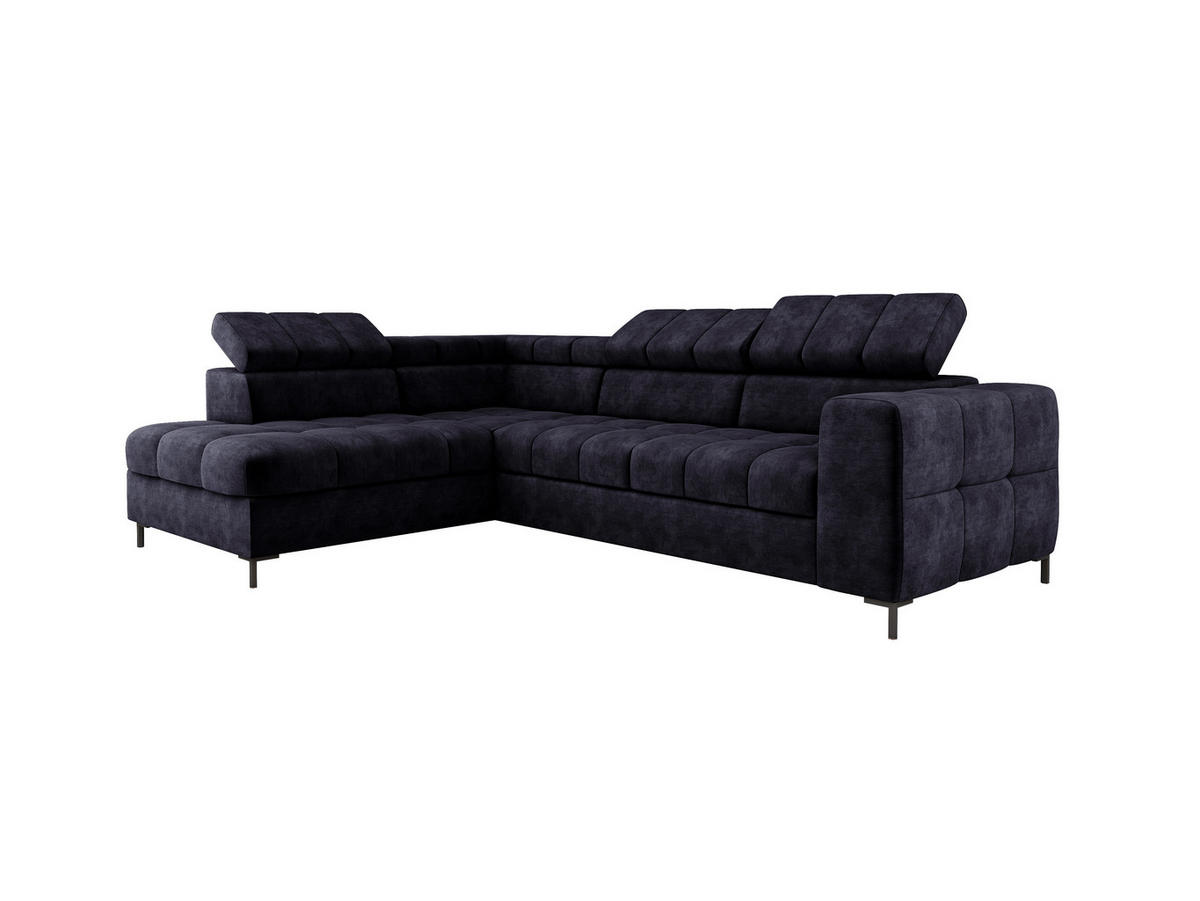 ECKSOFA PABLOS Cloud, L-förmig, Moderne, mit verstellbarem Kopfteil, Schlaf- & Lagermöglichkeiten, freistehend, LINKS 201x279x97 cm Blue - Dunkelblau, Holz/Textil (201/279cm) - DomoHome