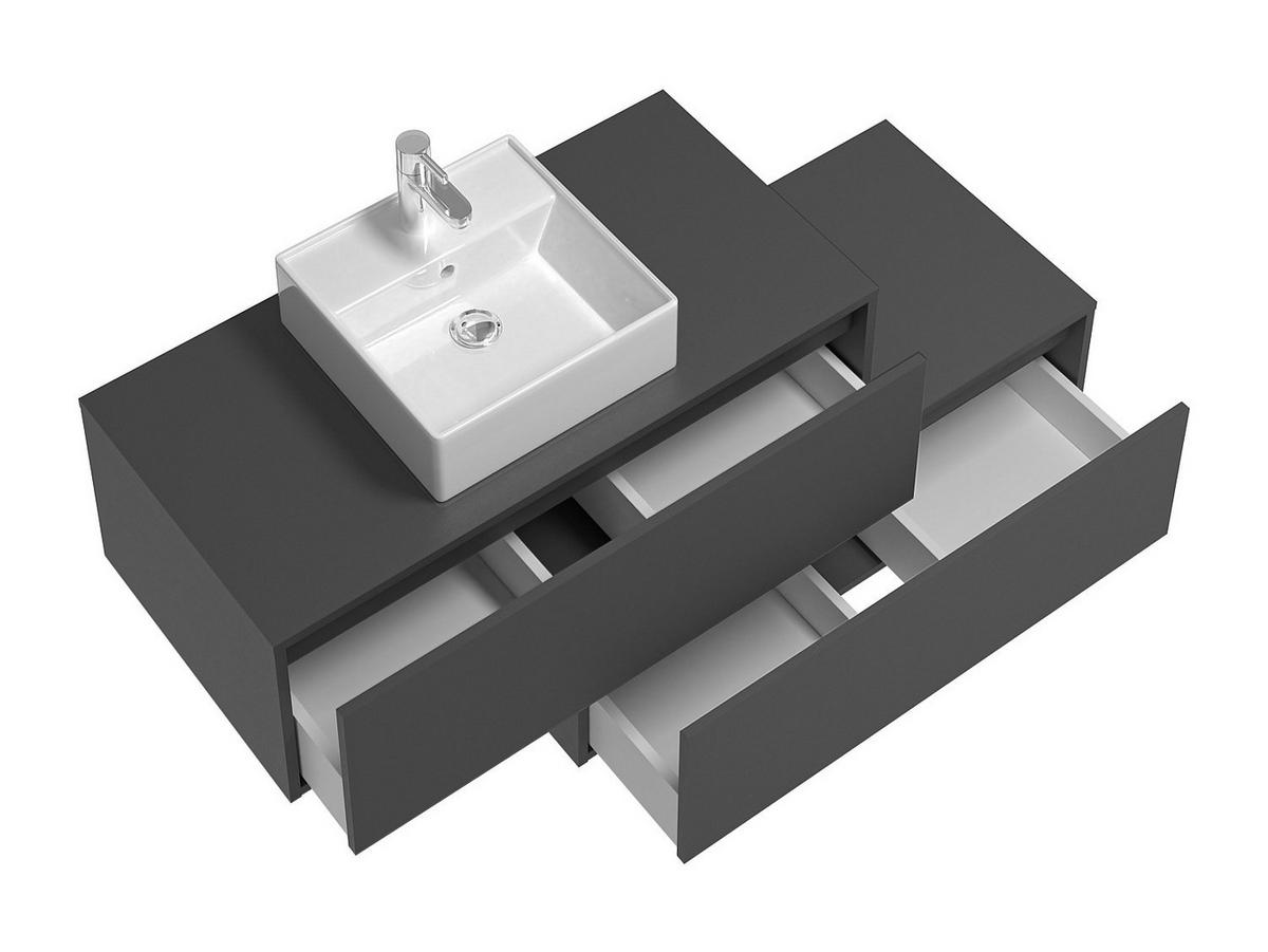 EINZELWASCHTISCH - 94cm x 47cm - Holzspan - anthrazitgrau - TEANA - Anthrazit, Holz (94/32/47cm) - Vente-Unique