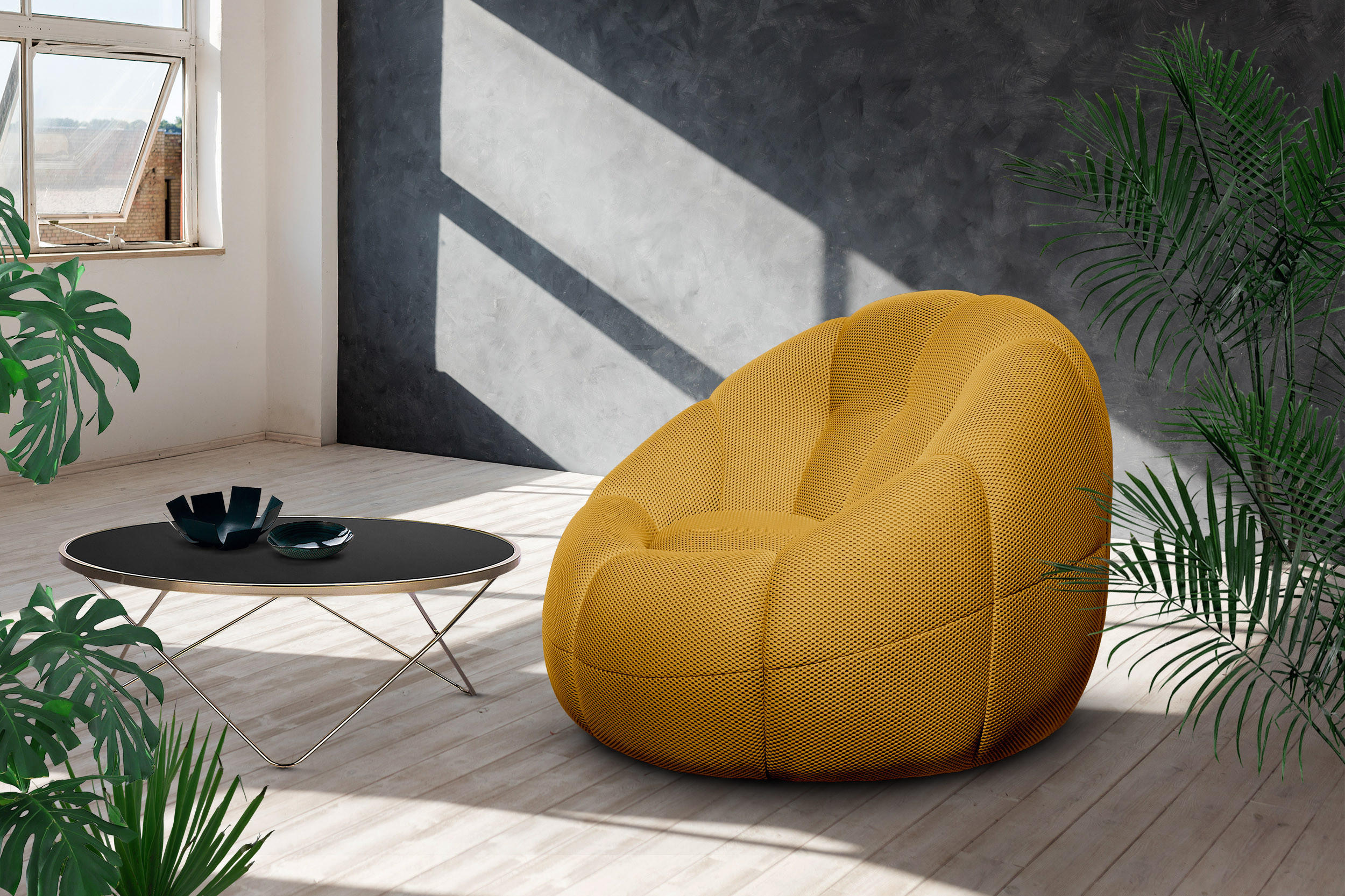 SESSEL FIGO, gelb - Gelb, Holzwerkstoff/Textil (104/83/104cm) - Courtois Laville