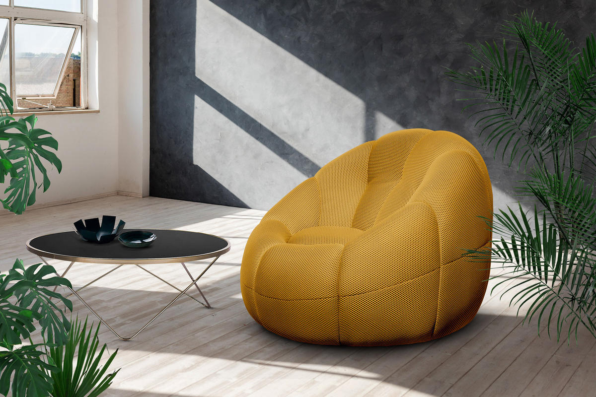 SESSEL FIGO, gelb - Gelb, Holzwerkstoff/Textil (104/83/104cm) - Courtois Laville