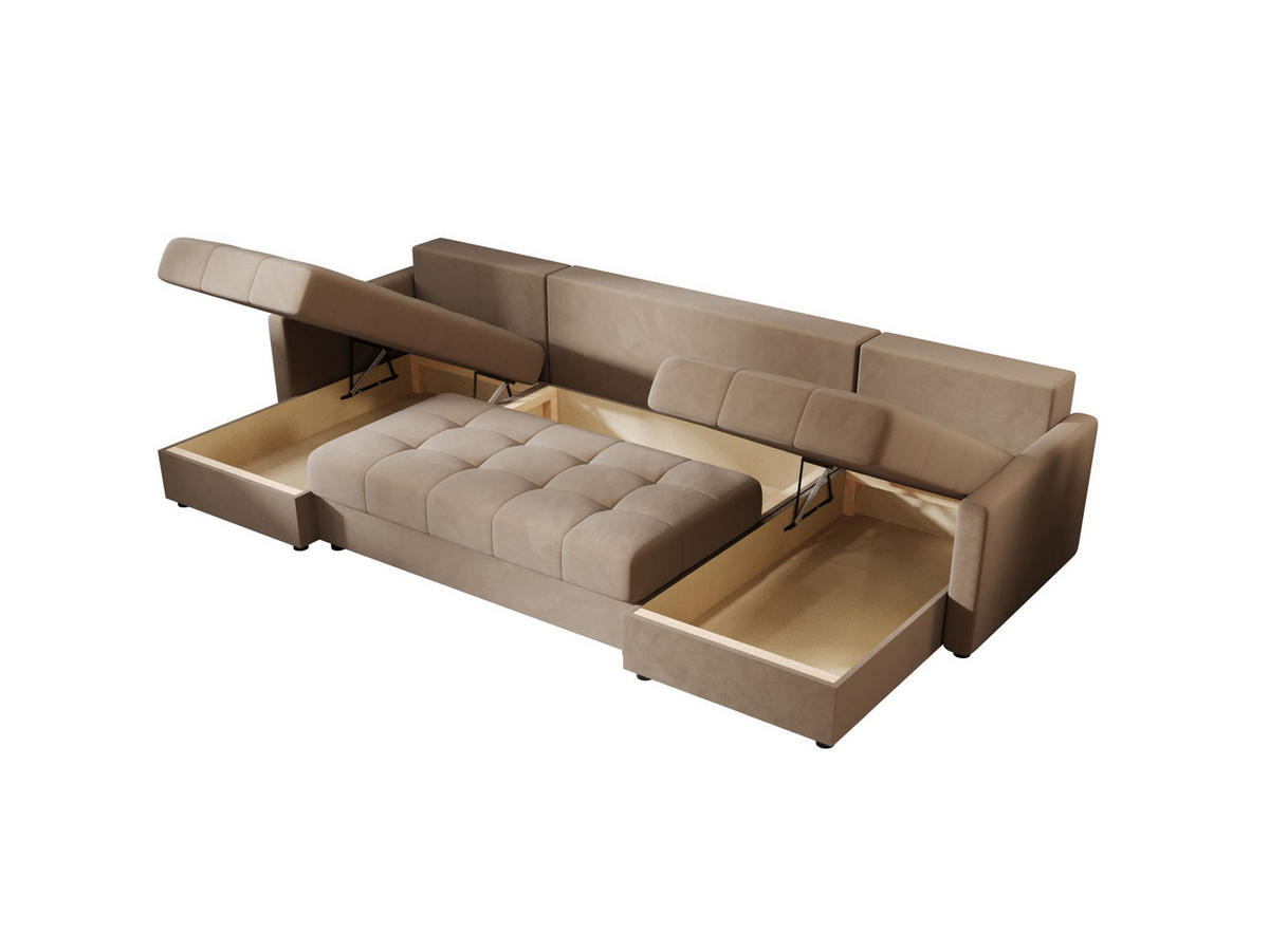ECKSOFA MOS U BIS Itaka 48 mit Schlaffunktion - Braun, Textil (285/85/140cm) - Bedante