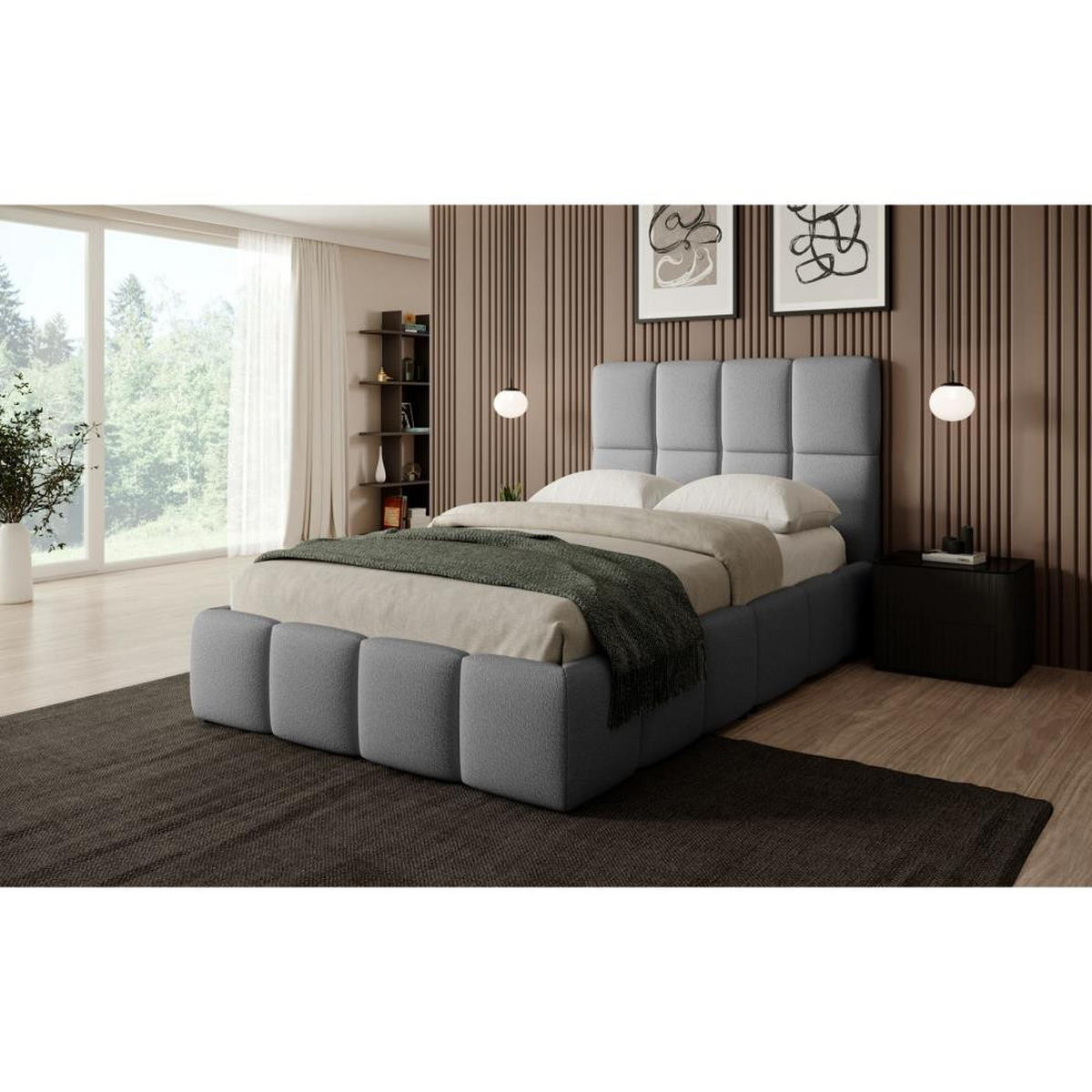 POLSTERBETT Nostro mit Bettkasten 140x200 cm grau - Schwarz/Grau, Textil (140/200cm) - Beautysofa