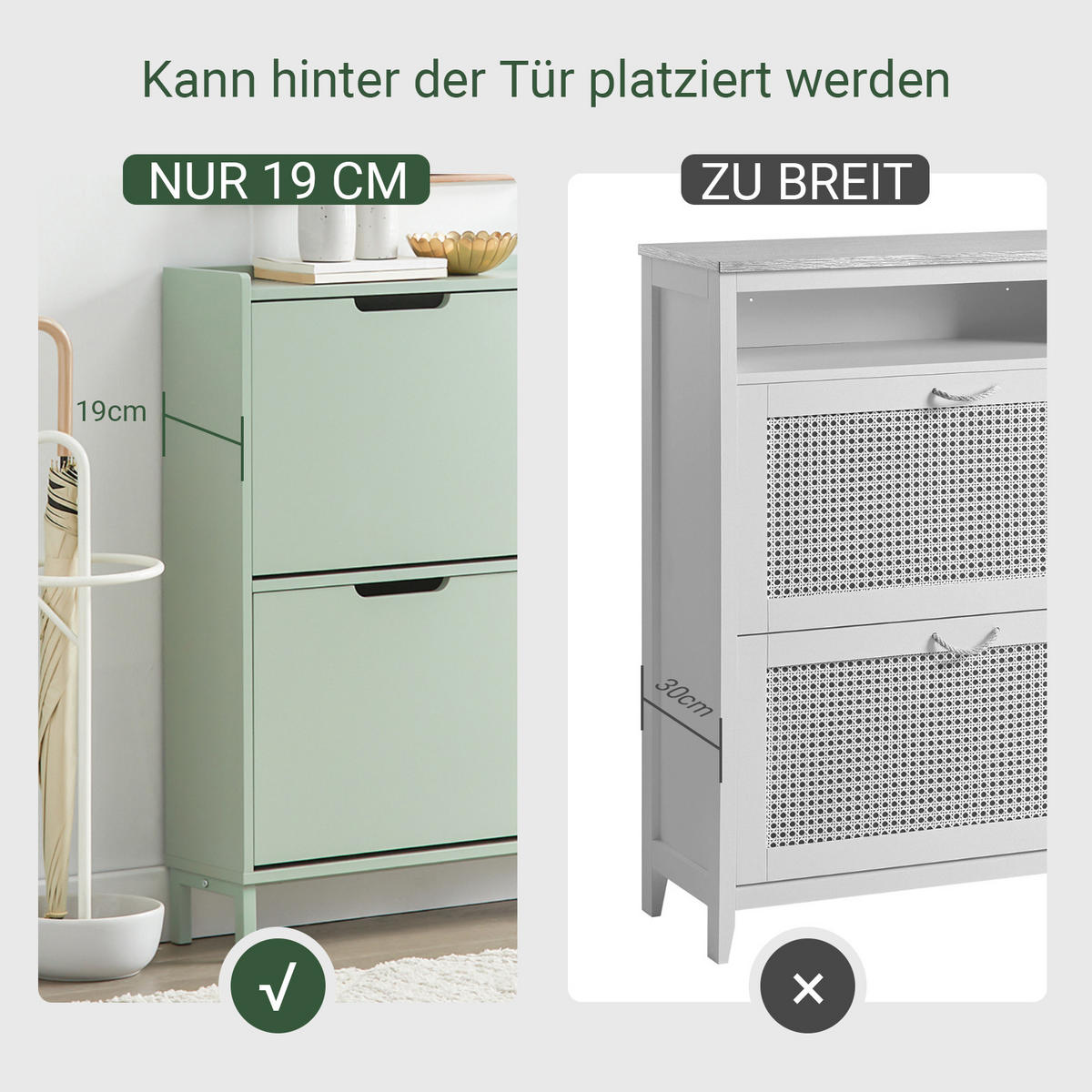 SCHUHSCHRANK Grün - Grün, Holzwerkstoff/Metall (100/91/19cm) - SoBuy