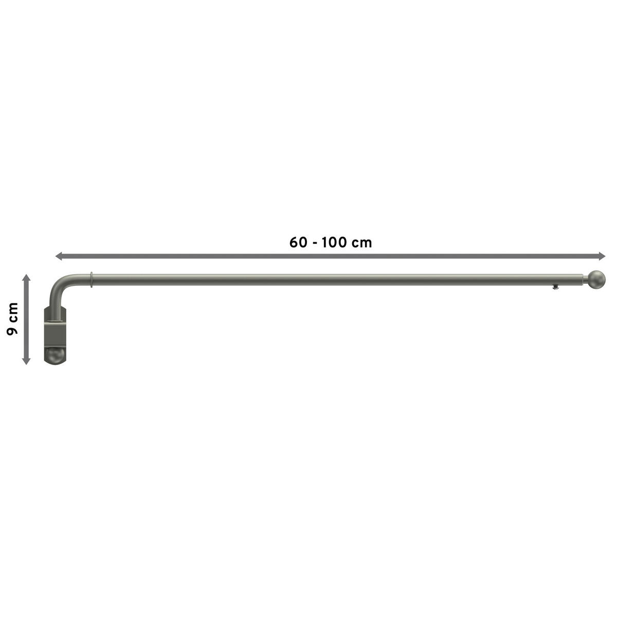 SCHWENKSTANGE/SCHWENKARM-GARDINENSTANGE Cassina 60-100 cm, 13/9 mm Ø, Chrom matt - Nickelfarben, Metall (100cm) - INTERDECO