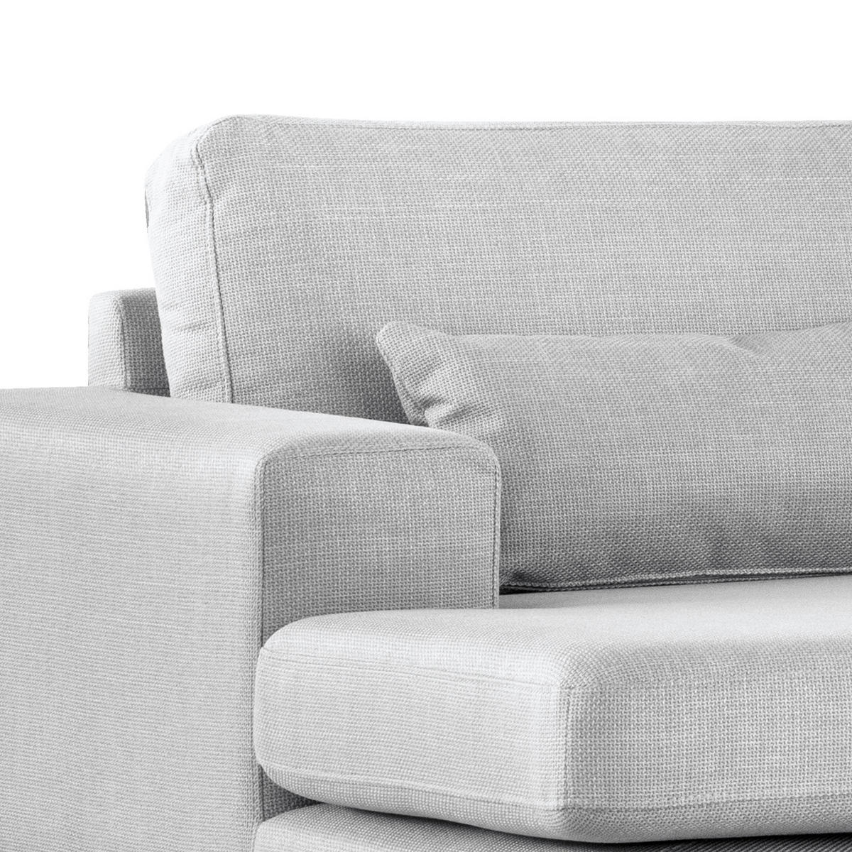 ECKSOFA mit Longchair - Eichefarben/Hellgrau, Eichenholz/Textil (281/153cm) - home24