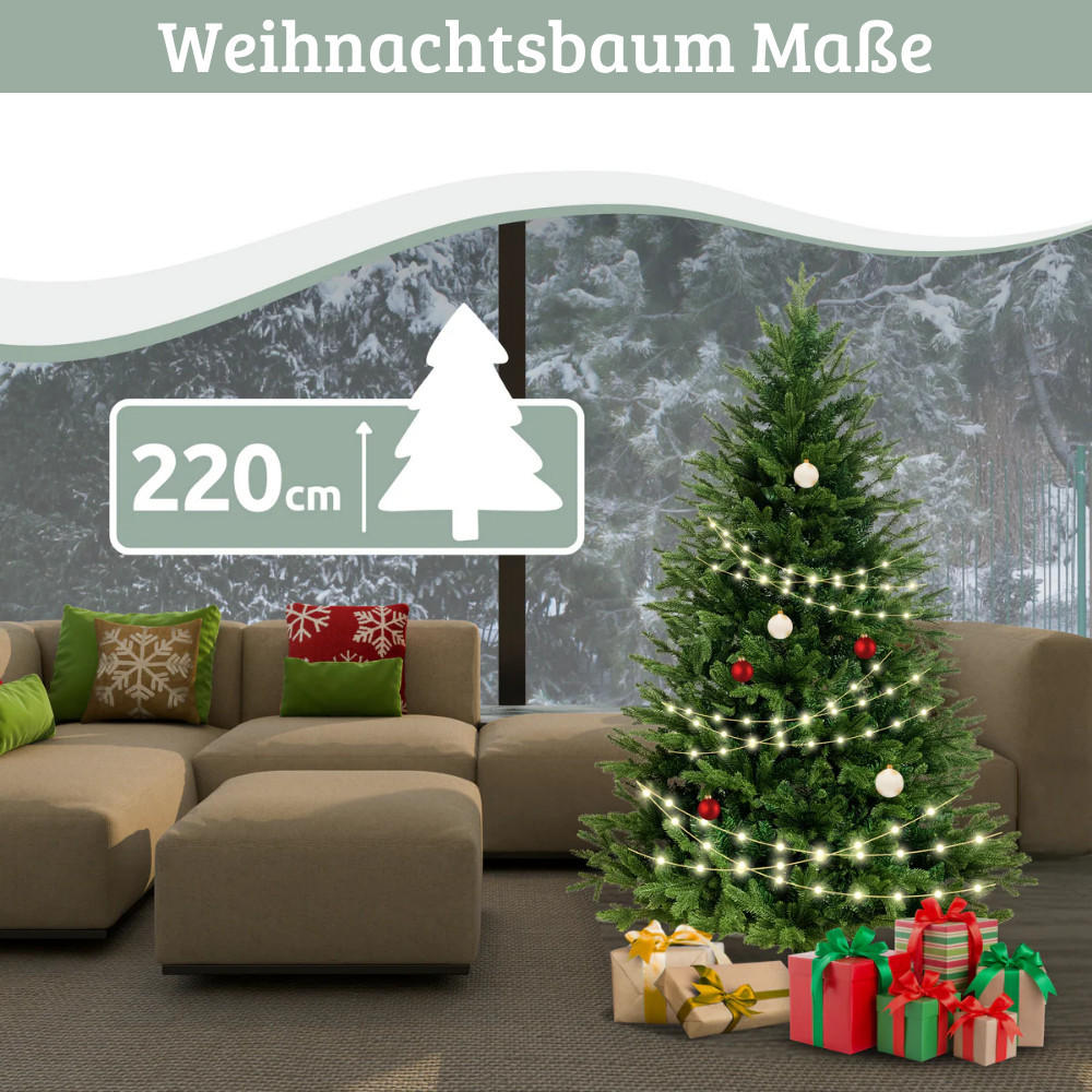 WEIHNACHTSBAUM künstlich 220 cm Inkl. Lichterkette Nordfichte Spritzguss - Grün, Kunststoff (125cm) - DELUKE