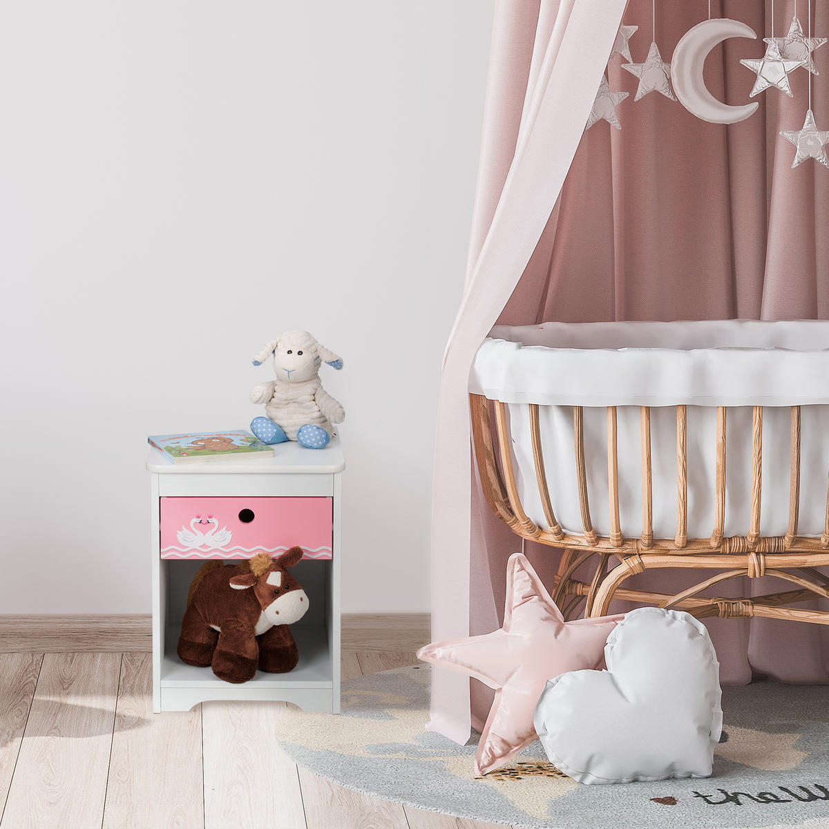 KINDERNACHTTISCH - Weiß, Holzwerkstoff (32/41/31cm) - Relaxdays