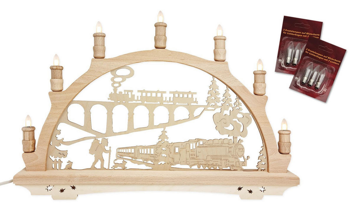 SCHWIBBOGEN Eisenbahn 7-flammig - Multicolor, Holz (0.1/1/0.1cm) - Dekoteam24