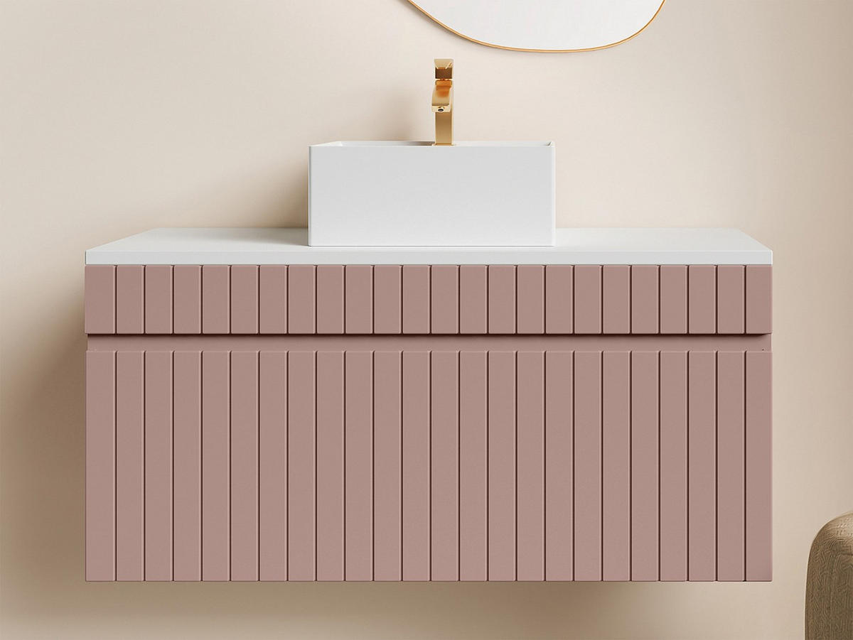 EINZELWASCHTISCH - 100 cmcm x 46 cmcm - Holz, Platte - Puderrosa - SATARA - Hellrosa, Holz (100/46/46cm) - Vente-Unique