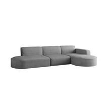 ECKSOFA Designer, Sofa L form MODENA 302 cm stoff Poso Grau Rechts - Grau, Holz (302/296cm) - Kaiser Möbel