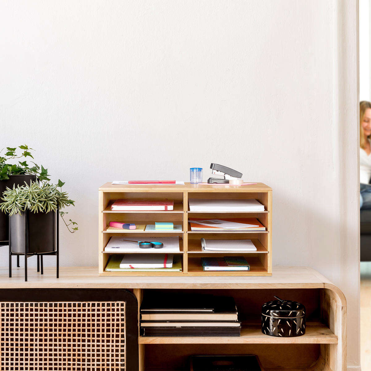 UKLADANIE dokumentov - svetlohnedá, drevo/kompozitné drevo (49/25/31cm) - Relaxdays