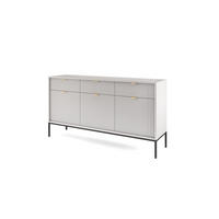KOMMODE NOVA - KSZ154, Geriffelte Fronten, goldene Griffe 154x39x83 cm Grau - Graphitfarben/Schwarz, Holzwerkstoff/Kunststoff (154/83/39cm) - DomoHome