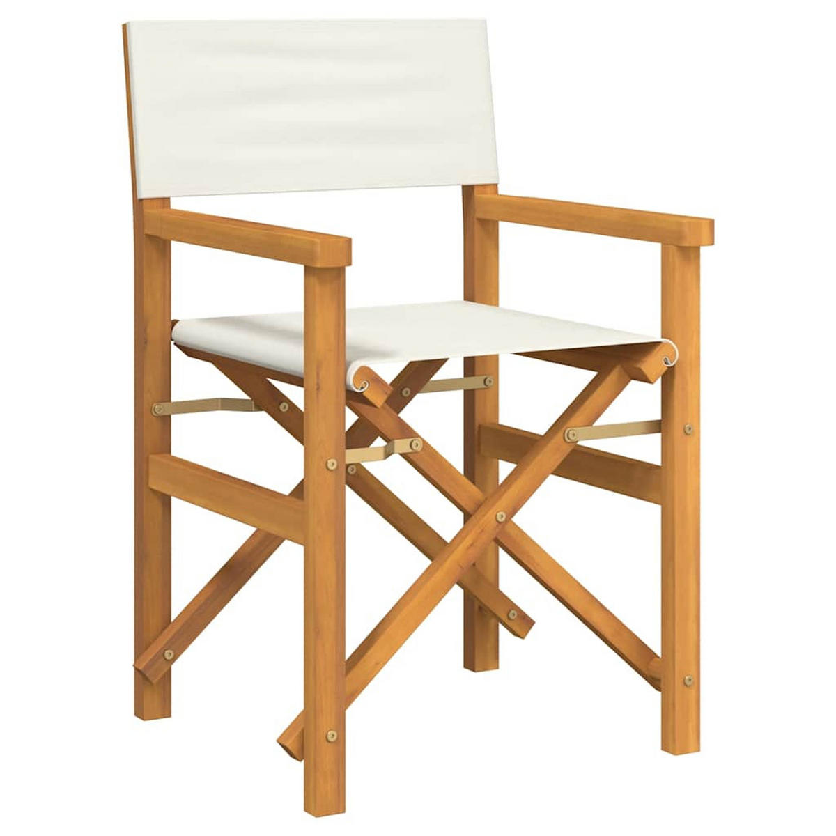 REGIESTÜHLE, Klappbar, 55/54/85 cm, aus Massivholz Teak, Crème, 2er-Set - Creme, Holz (54/85/55cm) - vidaXL