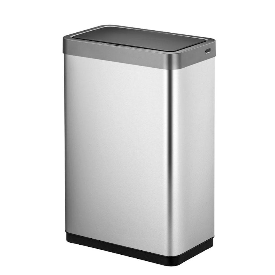 MÜLLEIMER Sensor Aus Mattem Edelstahl 40 Liter 64,8 x 47 x 28 cm Zwei Kunststoff Inneneimer Silber - Silberfarben, Metall (46.9/64.8/27cm) - PROREGAL
