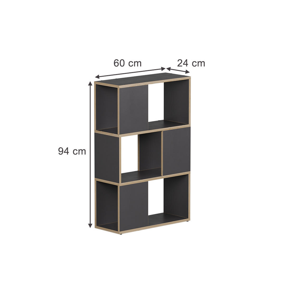 RAUMTEILER Eneos Anthrazit/Eiche 60 x 94 cm - Eichefarben/Anthrazit, Holzwerkstoff (60/94/24cm) - Vicco
