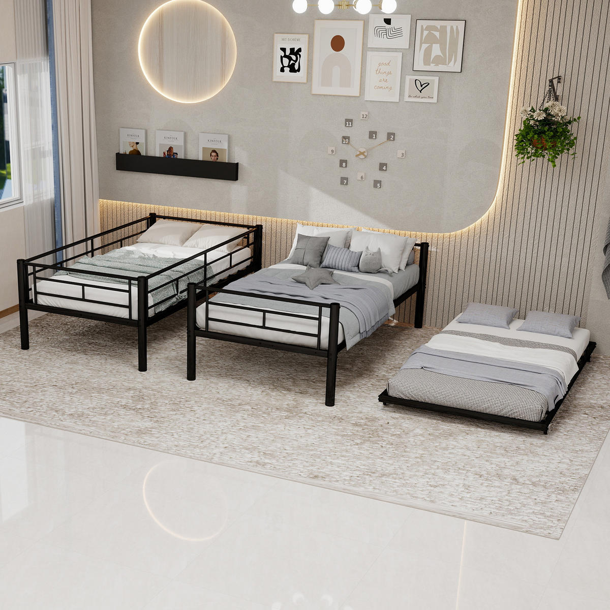 ETAGENBETT Metall stabil geräuscharm Geländer - Schwarz, Metall - LEBENLANG