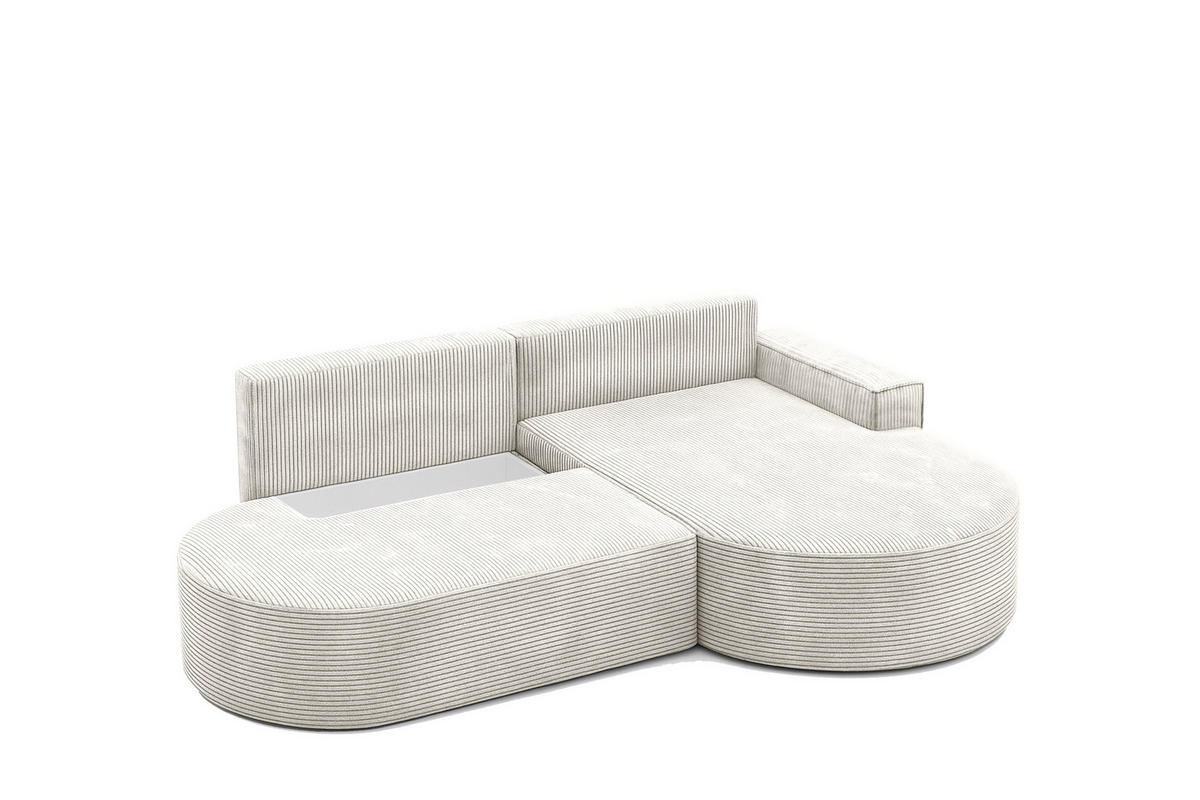 ECKSOFA mit Schlaffunktion und Bettkasten Modena Runden stoff Poso Beige Rechts - Beige, Holz/Textil (278/179cm) - Kaiser Möbel