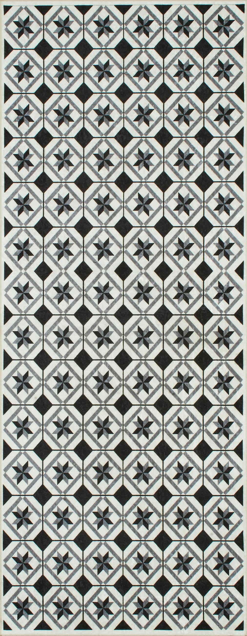 KÜCHENTEPPICH mit schwarzem Zementfliesenmuster Azulejo 70x180 cm - Schwarz, Textil (70/180cm) - Nazar Rugs