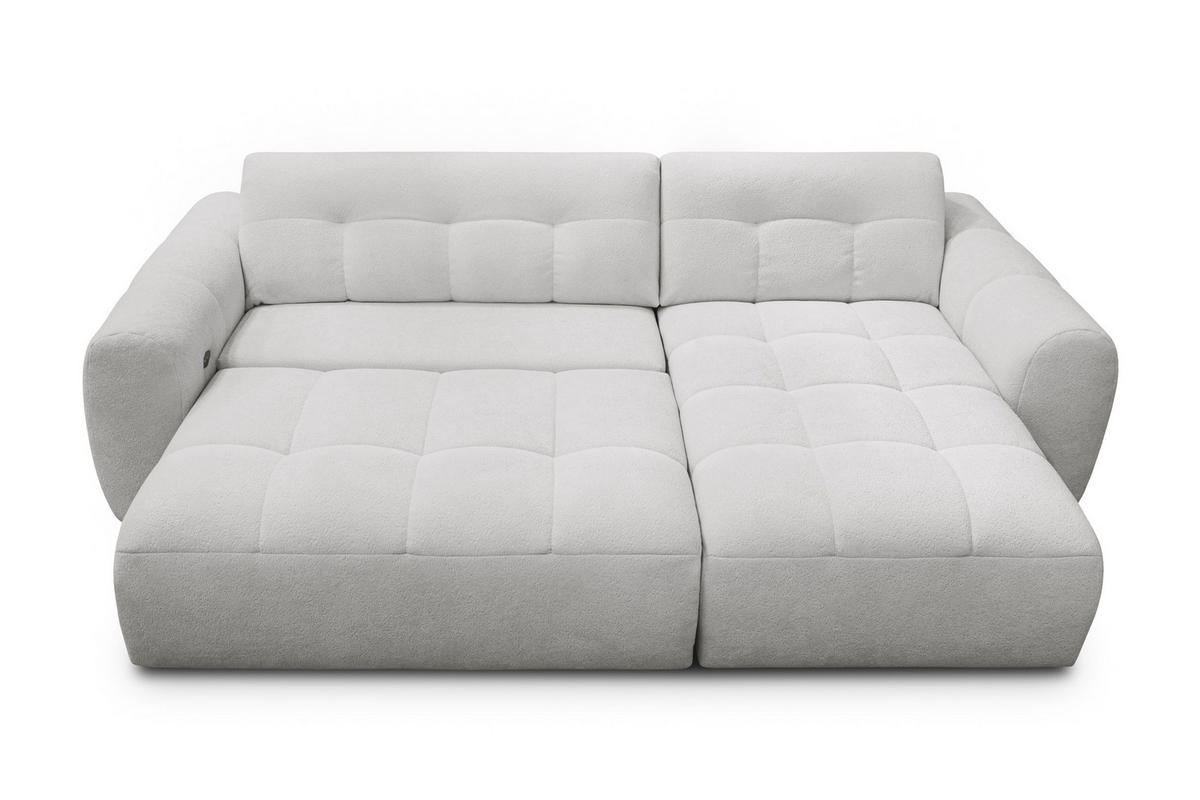 ECKSOFA LUMERO 4-Sitzer RECHTS, hellgrau - Hellgrau/Schwarz, Holz/Textil (275/166cm) - Courtois Laville