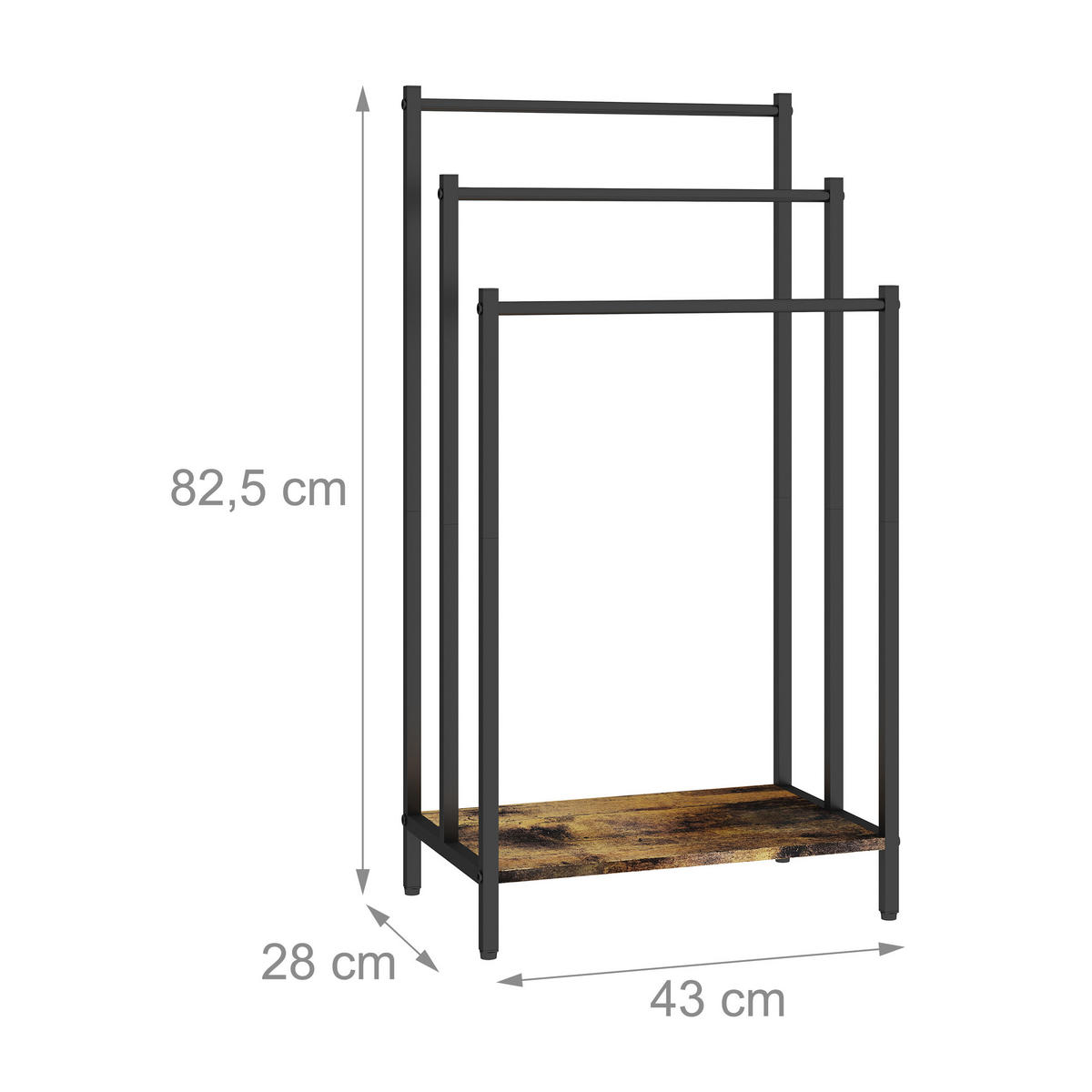 HANDTUCHSTÄNDER - Schwarz, Holzwerkstoff/Metall (43/81/28cm) - Relaxdays