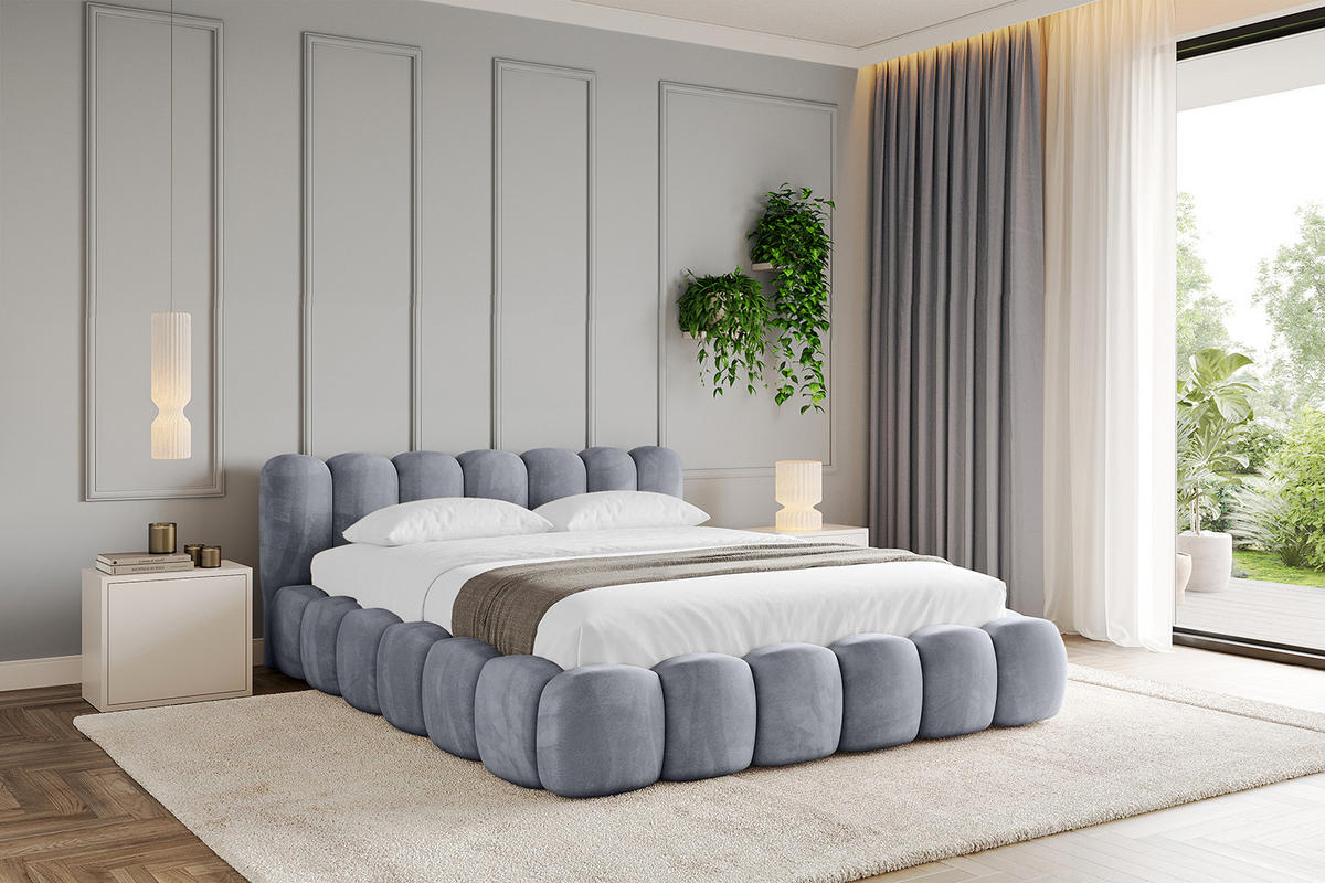 POLSTERBETT mit Bettkasten und Lattenrost, Boxbett ohne Matratze - SENA-v1 120x200 Grau - Grau, Holzwerkstoff/Textil (120/200cm) - ALTDECOR