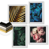 WANDBILDER 4er-Set - 50x50 cm & 40x60 cm Weißer Rahmen - Blätter und Blüten in verschiedenen Farben - Weiß, Kunststoff (50/50cm) - ArtPrintCave