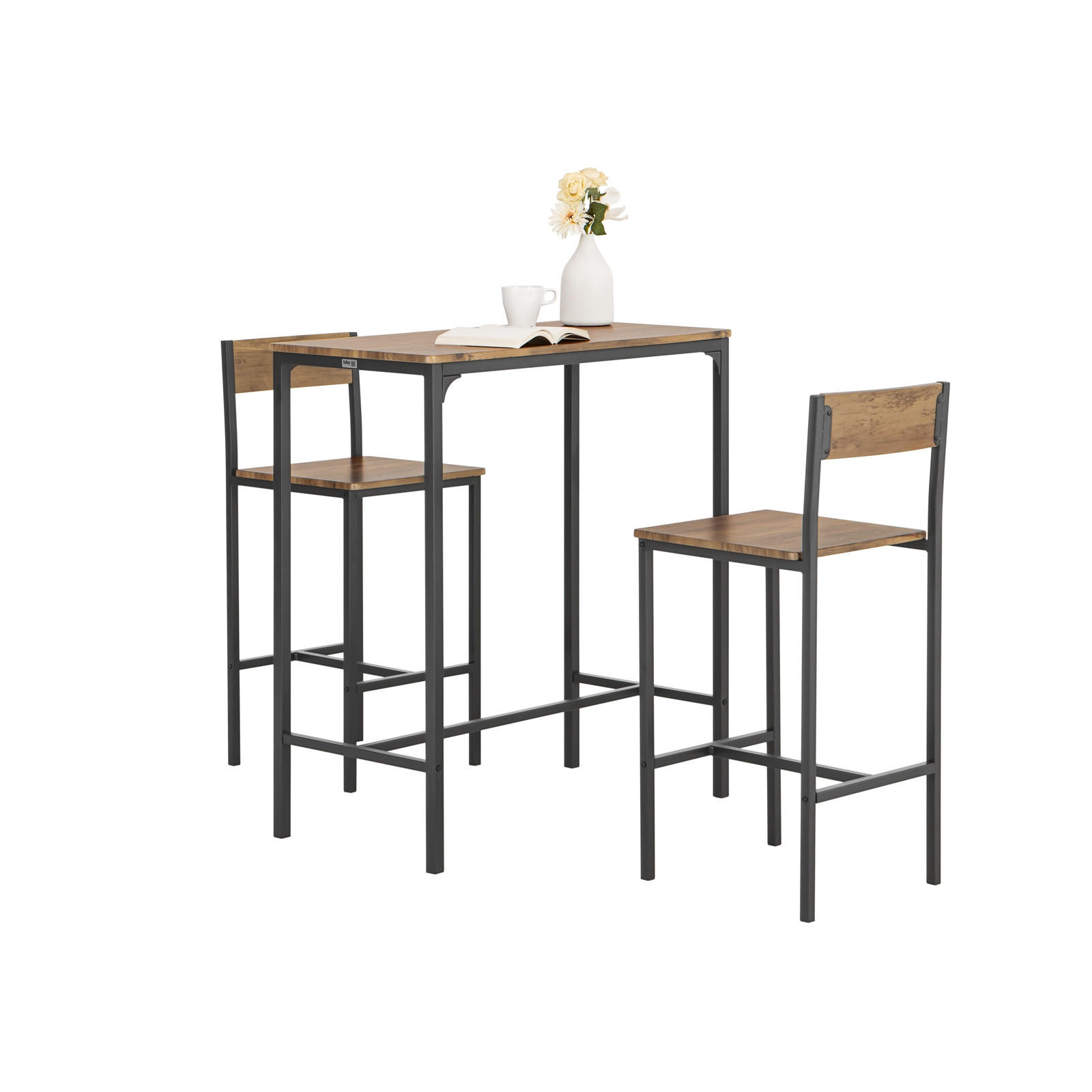 BARTISCH + 2 x BARSTÜHLE - Naturfarben, Holzwerkstoff (89/100/45cm) - SoBuy