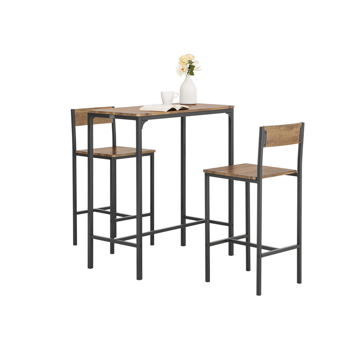 BARTISCH + 2 x BARSTÜHLE - Naturfarben, Holzwerkstoff (89/100/45cm) - SoBuy