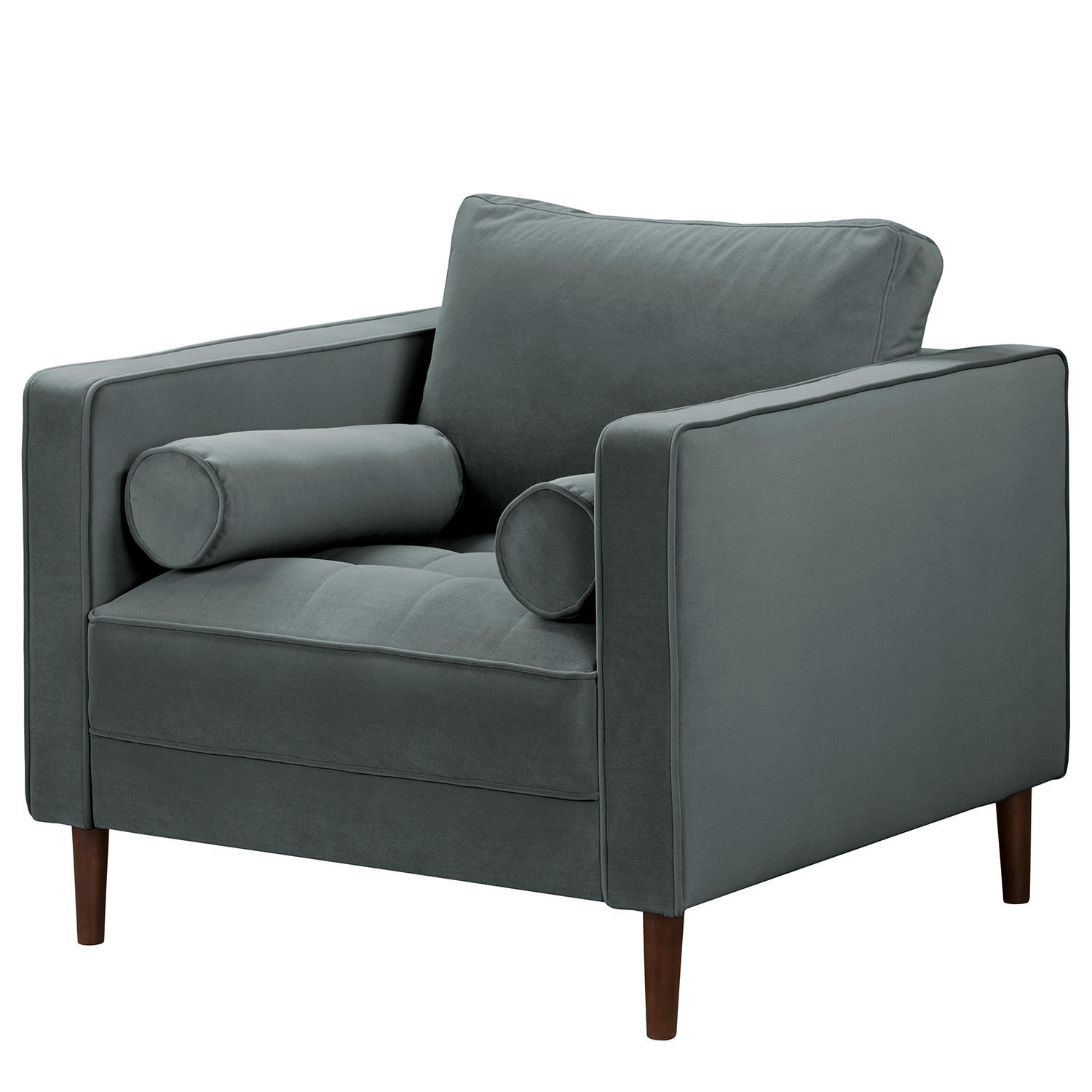 SESSEL - Samt - Dunkelbraun/Anthrazit, Birkenholz/Textil (90/80/86cm) - home24