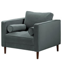 SESSEL - Samt - Dunkelbraun/Anthrazit, Birkenholz/Textil (90/80/86cm) - home24