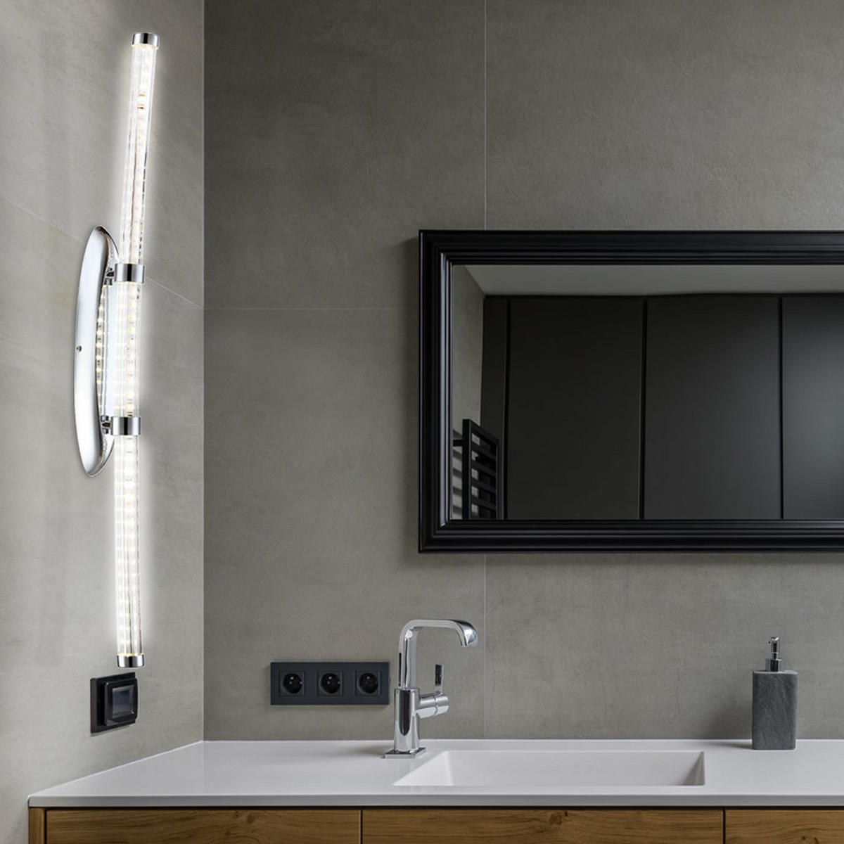 LED WANDLEUCHTE Candy Chrom Silber - Silberfarben, Metall (7/11/81.4cm) - Globo Lighting