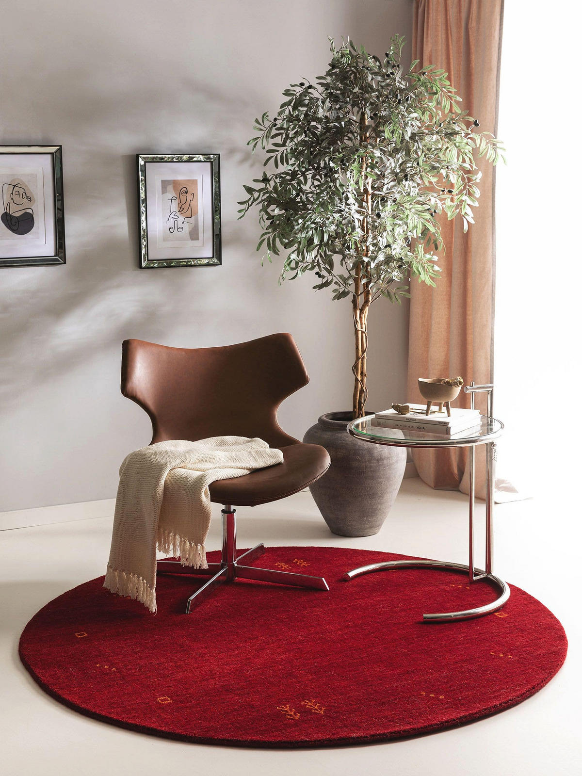 WOLLTEPPICH rund Jamal Rot ø 160 cm rund - Rot, Textil (160/160cm) - benuta Nest