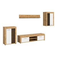 WOHNWAND Milo 4 tlg. (B/H/T: ca. 310/169/40 cm) in Wotan Eiche /weiß - Eiche Wotan, Holzwerkstoff (310/169/40cm)