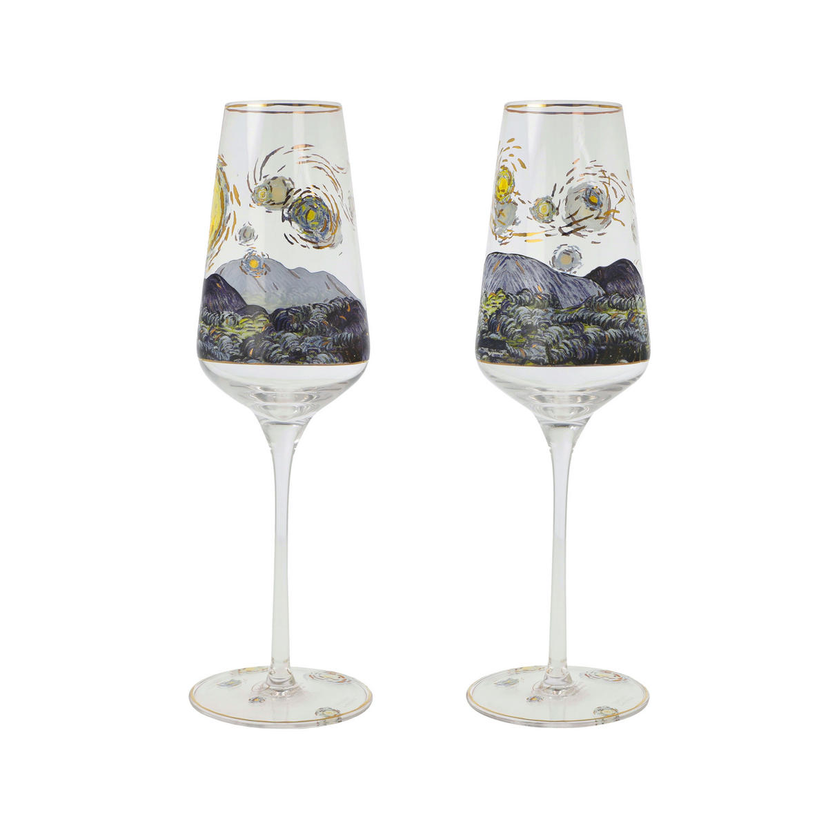 SEKTGLAS Vincent Van Gogh -Sternennacht, Glas, Bunt, Füllmenge 100 ml - Multicolor, Glas (0.15L) - Goebel