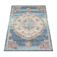 OUTDOOR Teppich Orientalisch Vintage Balkon, Terrasse schmutzabweisend Blau Läufer 60x100 - Blau, Textil (60/100cm) - KADIMA DESIGN