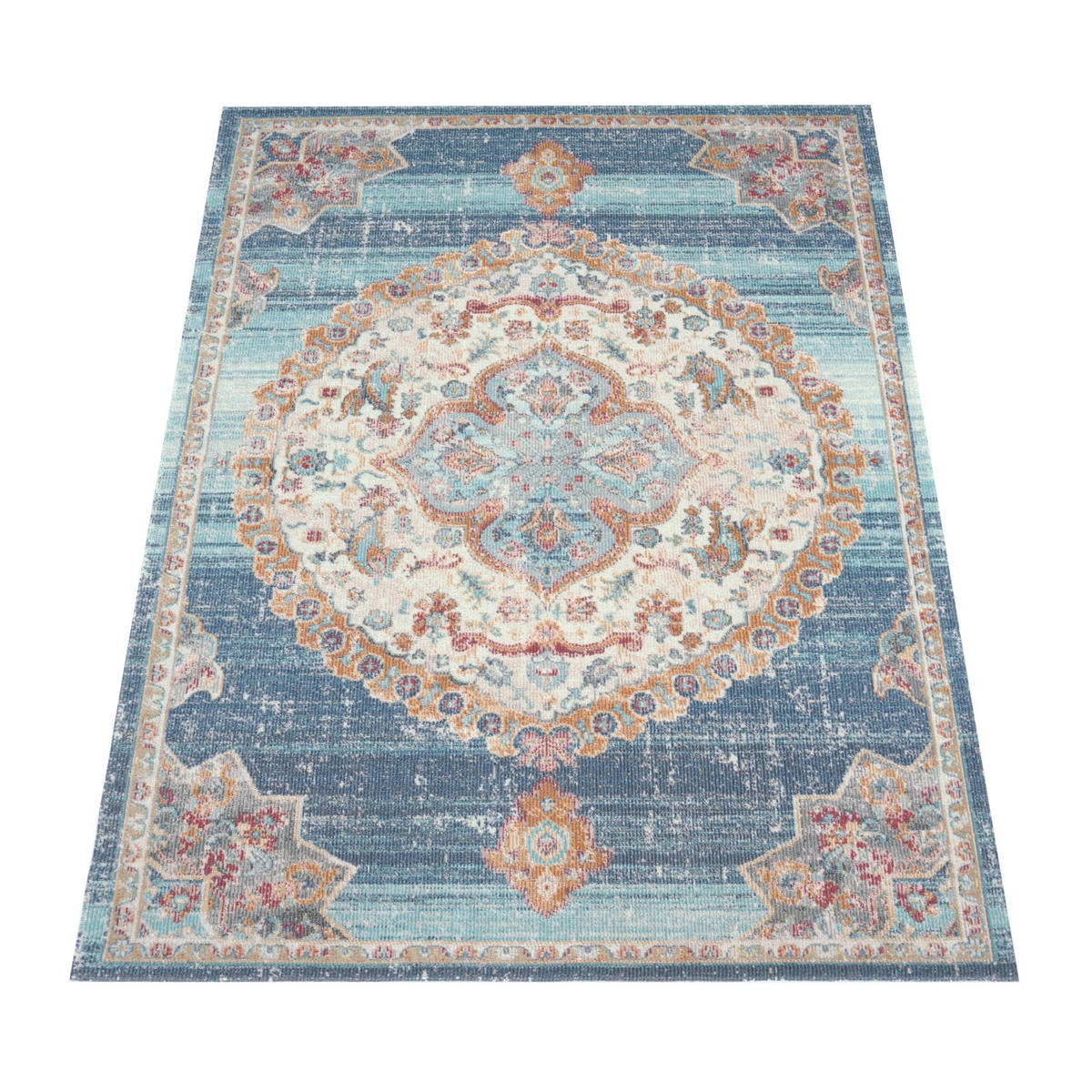 OUTDOOR Teppich Orientalisch Vintage Balkon, Terrasse schmutzabweisend Blau Läufer 60x100 - Blau, Textil (60/100cm) - KADIMA DESIGN