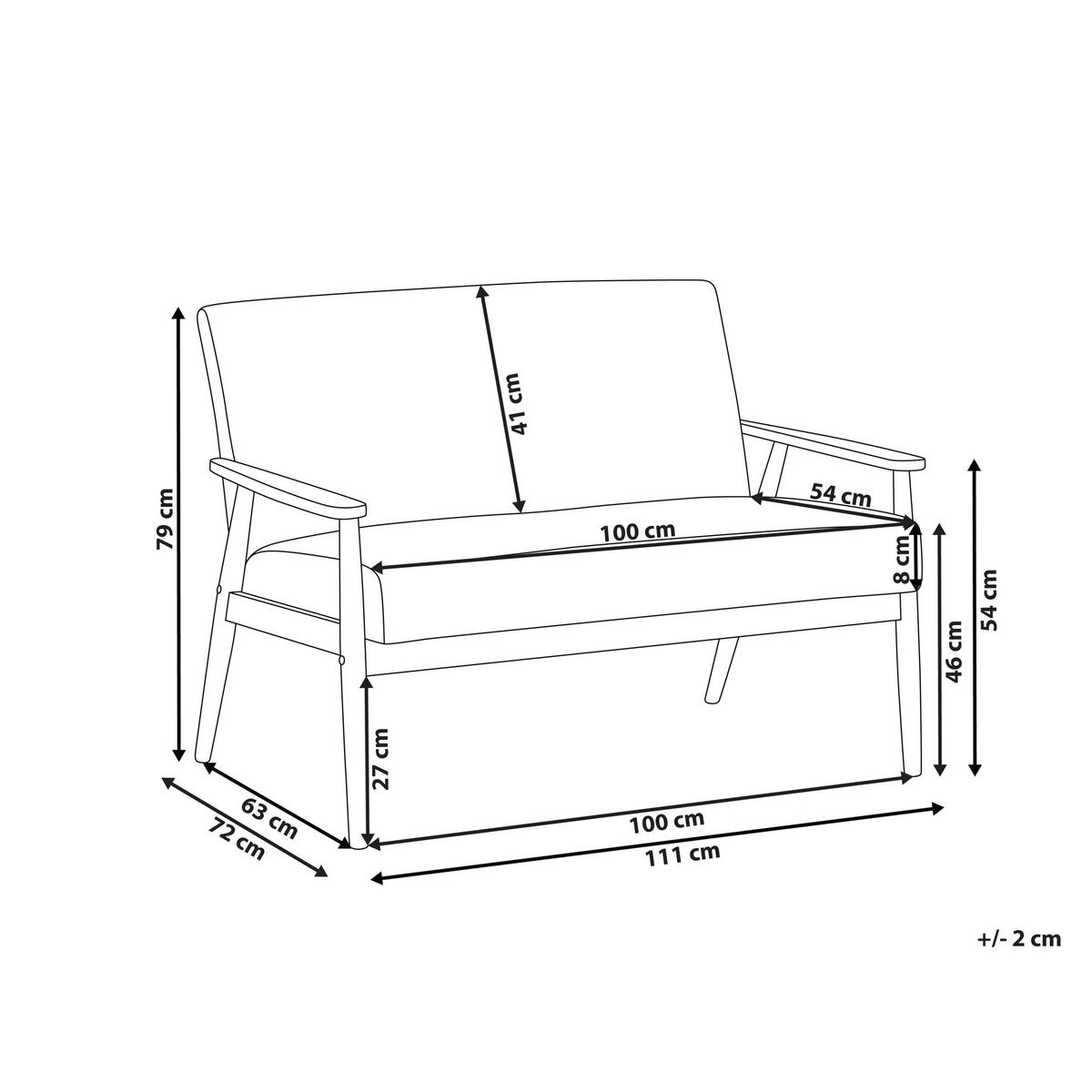 SOFA 2-Sitzer Hellbraun/Grün Esrum - Hellbraun/Grün, Holz/Textil (111/79/72cm) - Beliani
