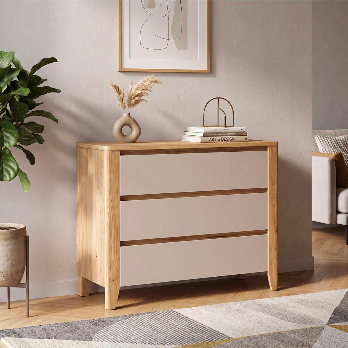 KOMODA Samara Drevo - hnedá, kompozitné drevo (116.5/90/42.5cm) - Petits-meubles