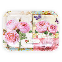 TABLETT England Rosen, rechteckige Melamin Serviertablett 31x23 cm - Rosa, Kunststoff (23/2/31cm) - Lashuma