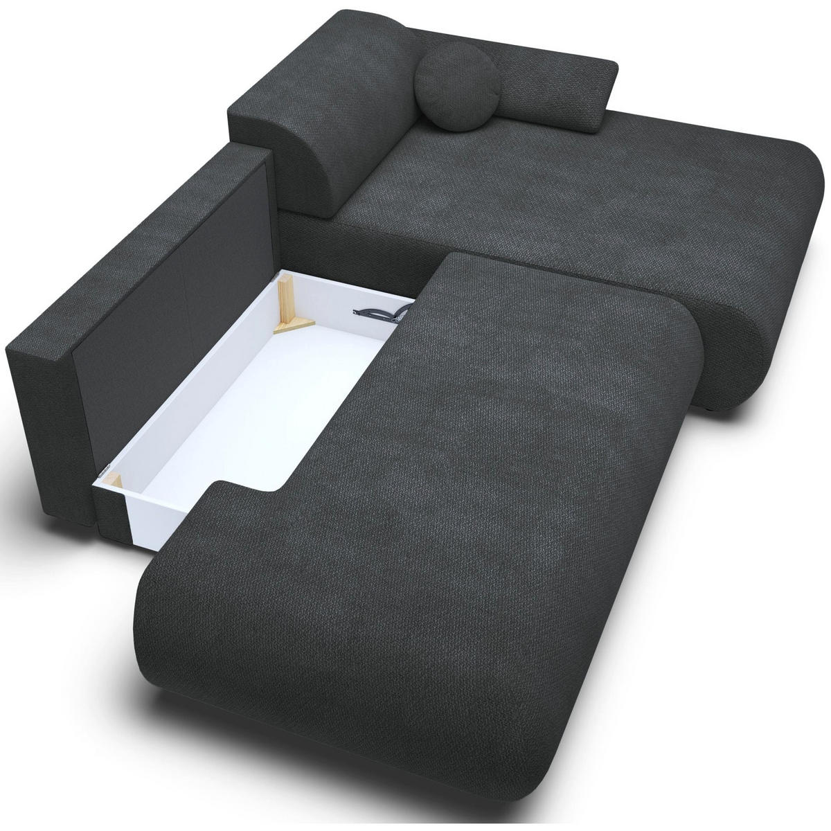 ECKSOFA Armone Graphit Chenille - Schwarz, Kunststoff/Textil (173.5/286cm) - Selsey