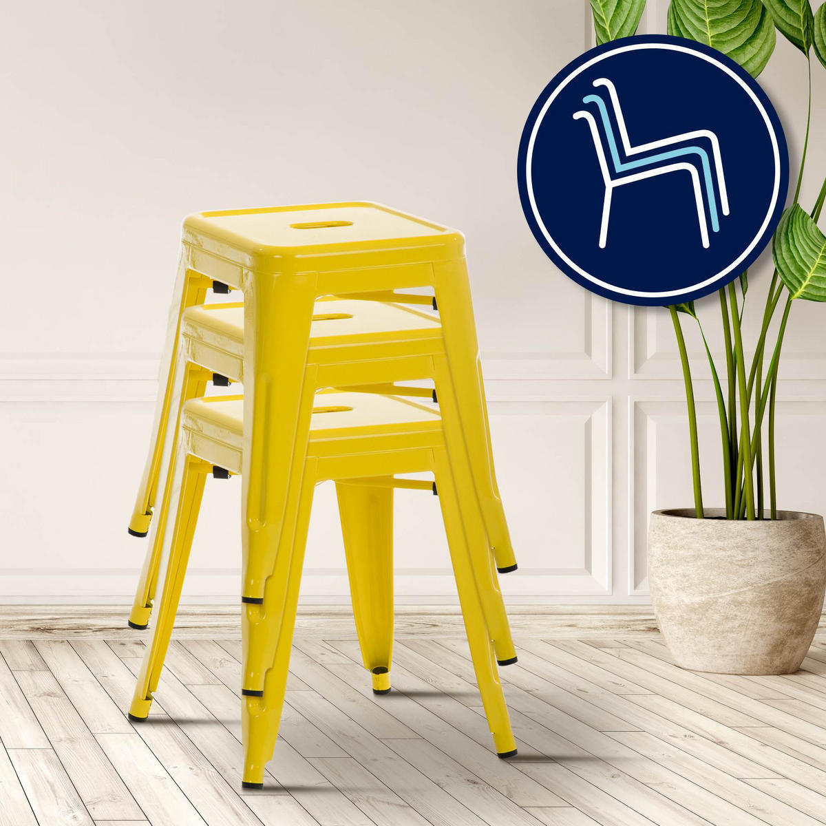 HOCKER Fulda 40x40x46cm Metall Gelb Küchenhocker - Gelb, Metall (40/46/40cm) - DELUKE