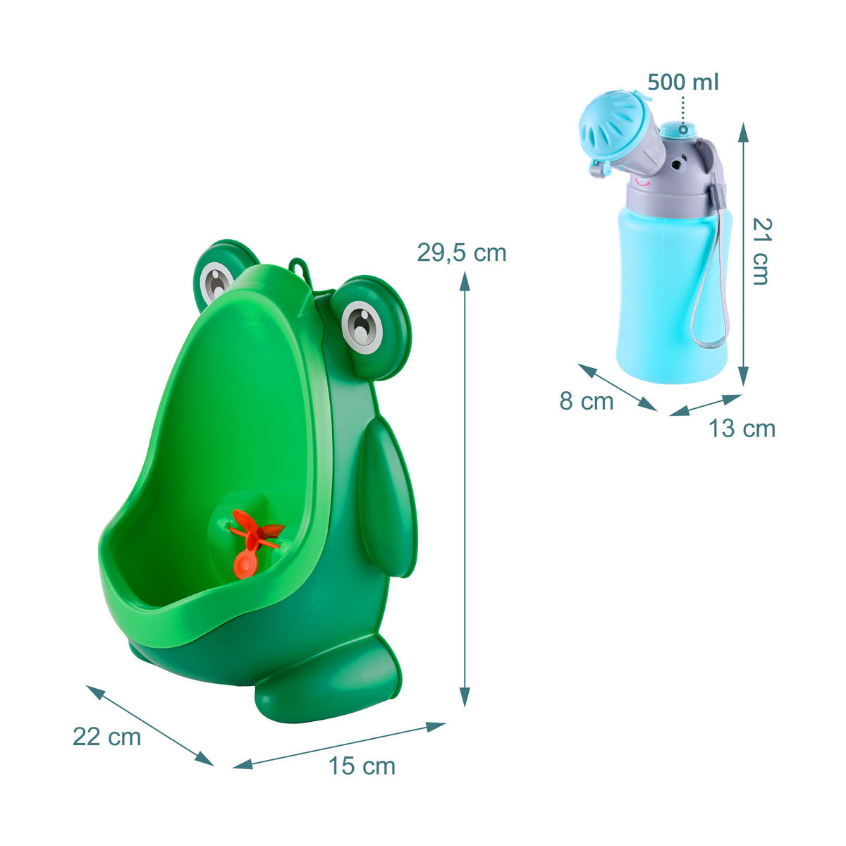 PISOÁR zelená svetlomodrá sivá 2-dielna-súprava montáž na stenu - viacfarebná, plast (15/22cm) - Relaxdays