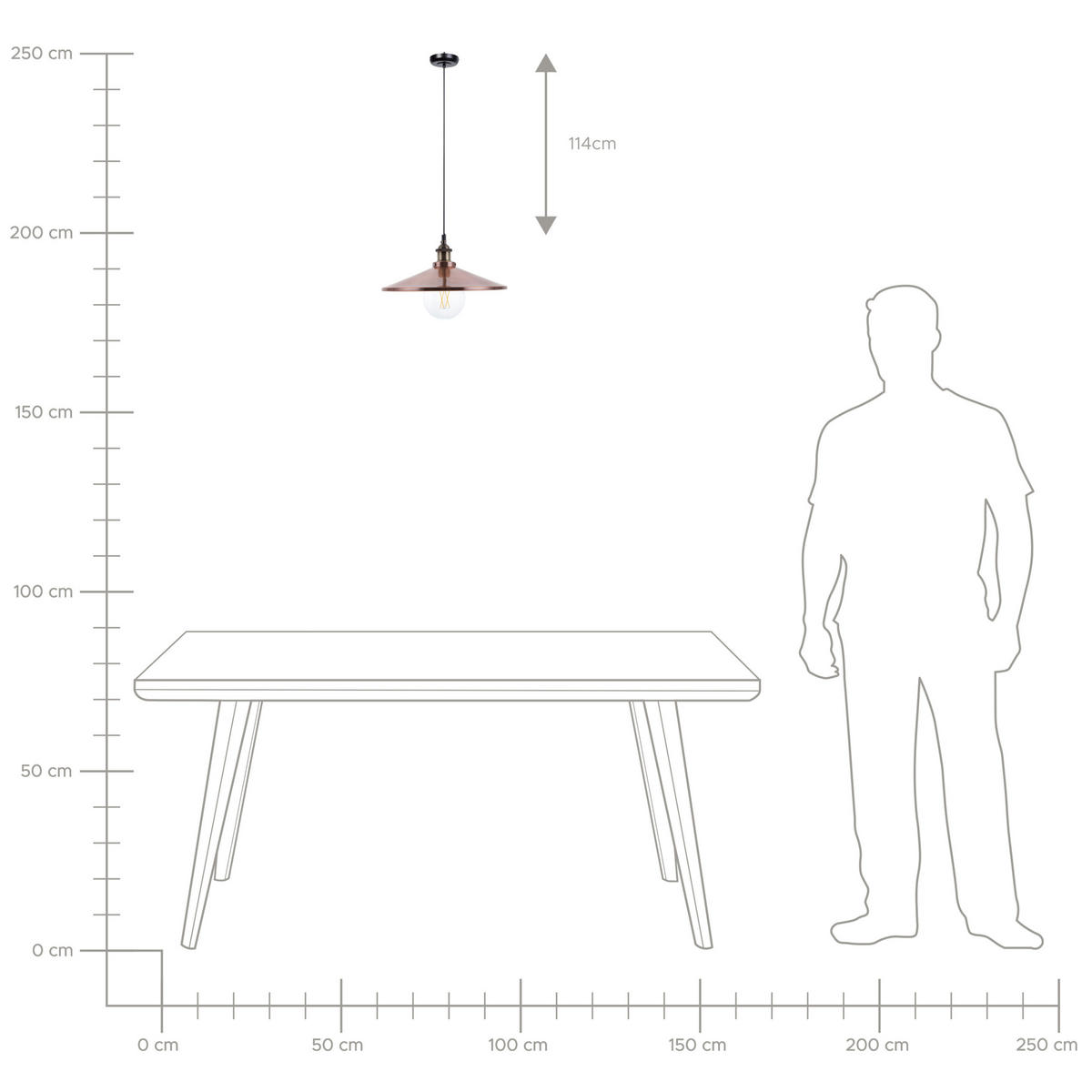 HÄNGELEUCHTE Pelly 36/36/132 cm - Kupferfarben, Metall (36/36/132cm) - Beliani